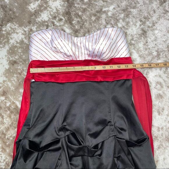 Ruby Rox dress juniors white red black strapless sequin top SZ 3 belted short - Picture 4 of 8